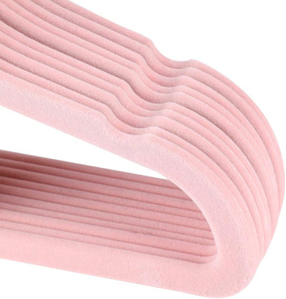 50 Pack Velvet Baby Clothes Hangers, Pink, Non-Slip, Space-Saving
