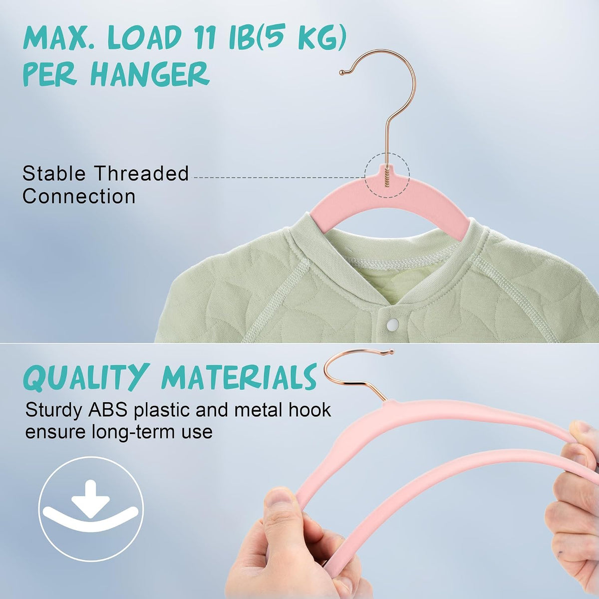 50 Pack Velvet Baby Clothes Hangers, Pink, Non-Slip, Space-Saving