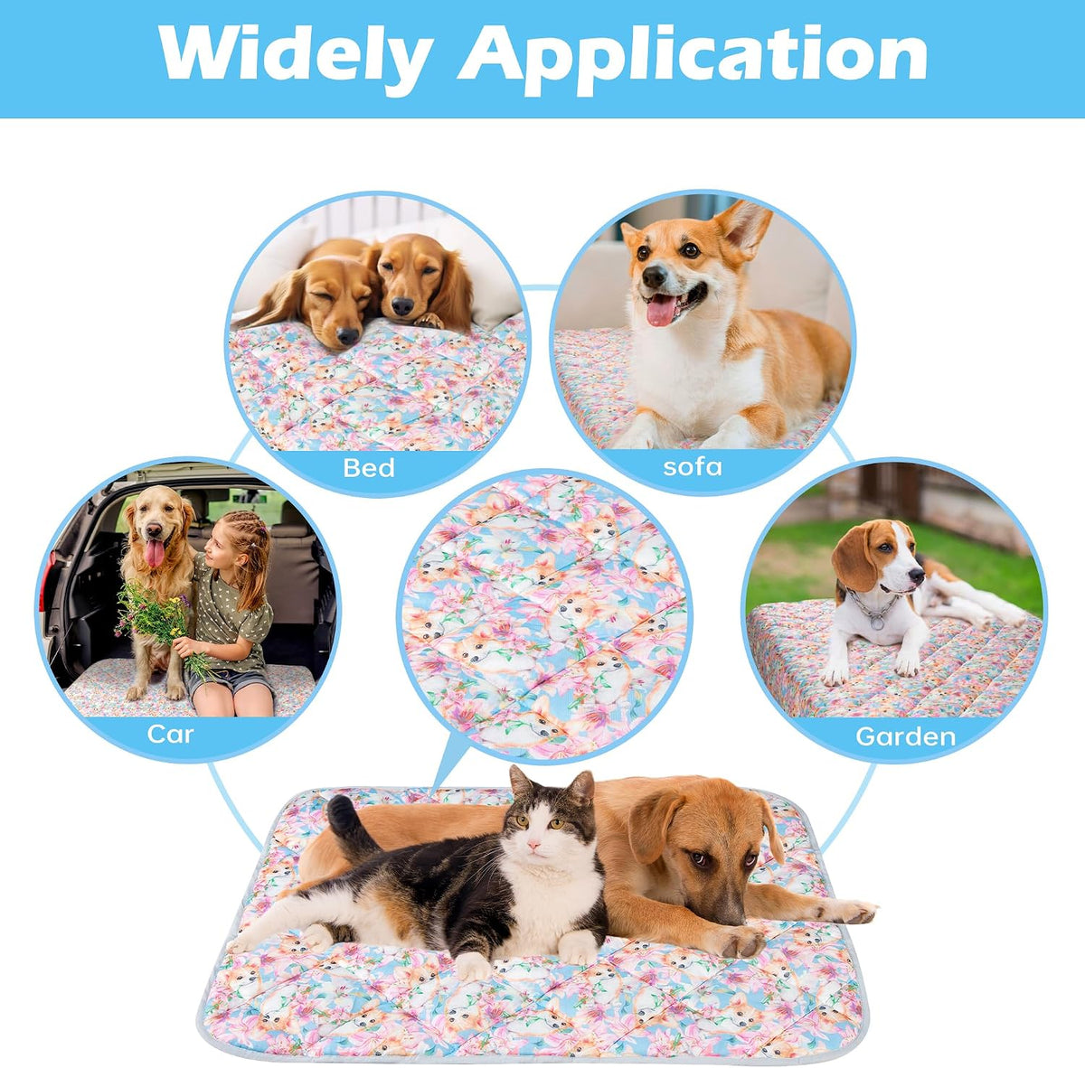 Dog Cooling Mat, Cat Self Cool Ice Pads,Lightweight Pet Cooling Pad Blanket Bed Cover,Puppies Summer Cool Tech Fabric,Washable Dog Sleeping Mat for Home & Outdoor,Keep Cool for Pets