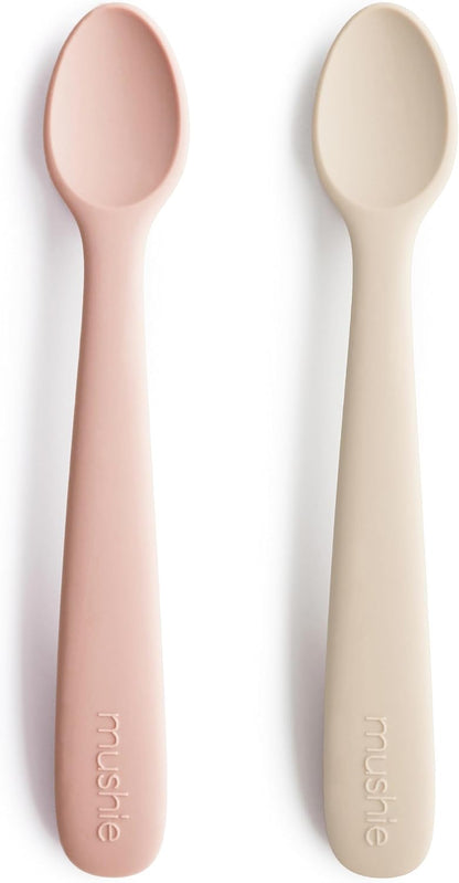 Silicone Baby Feeding Spoons | 2 Pack (Blush/Shifting Sand)