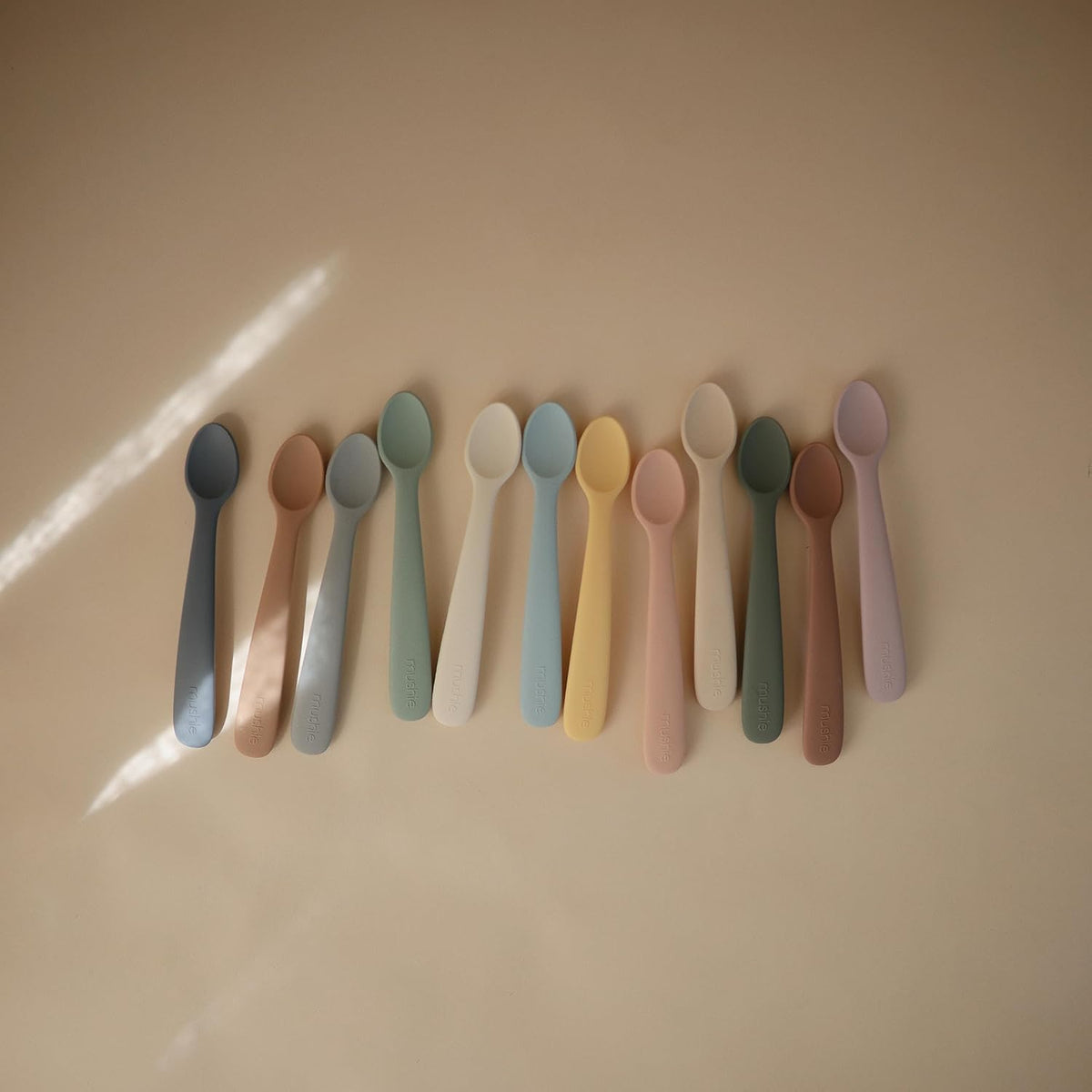 Silicone Baby Feeding Spoons | 2 Pack (Blush/Shifting Sand)