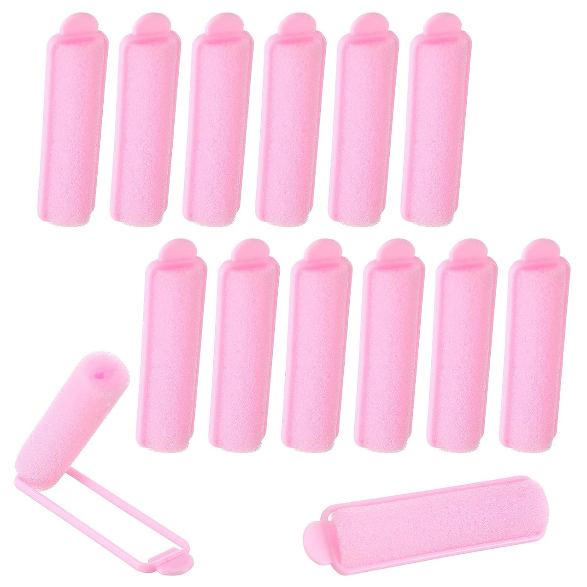 14pcs Foam Hair Rollers,2.67 In Hair Rollers to Sleep In,Heatless Curlers for Fine Thin Hair,Sponge Rollers for Hair,Soft Hair Rollers for Hair Styling,Long Short Hair Ladies Children (Pink)