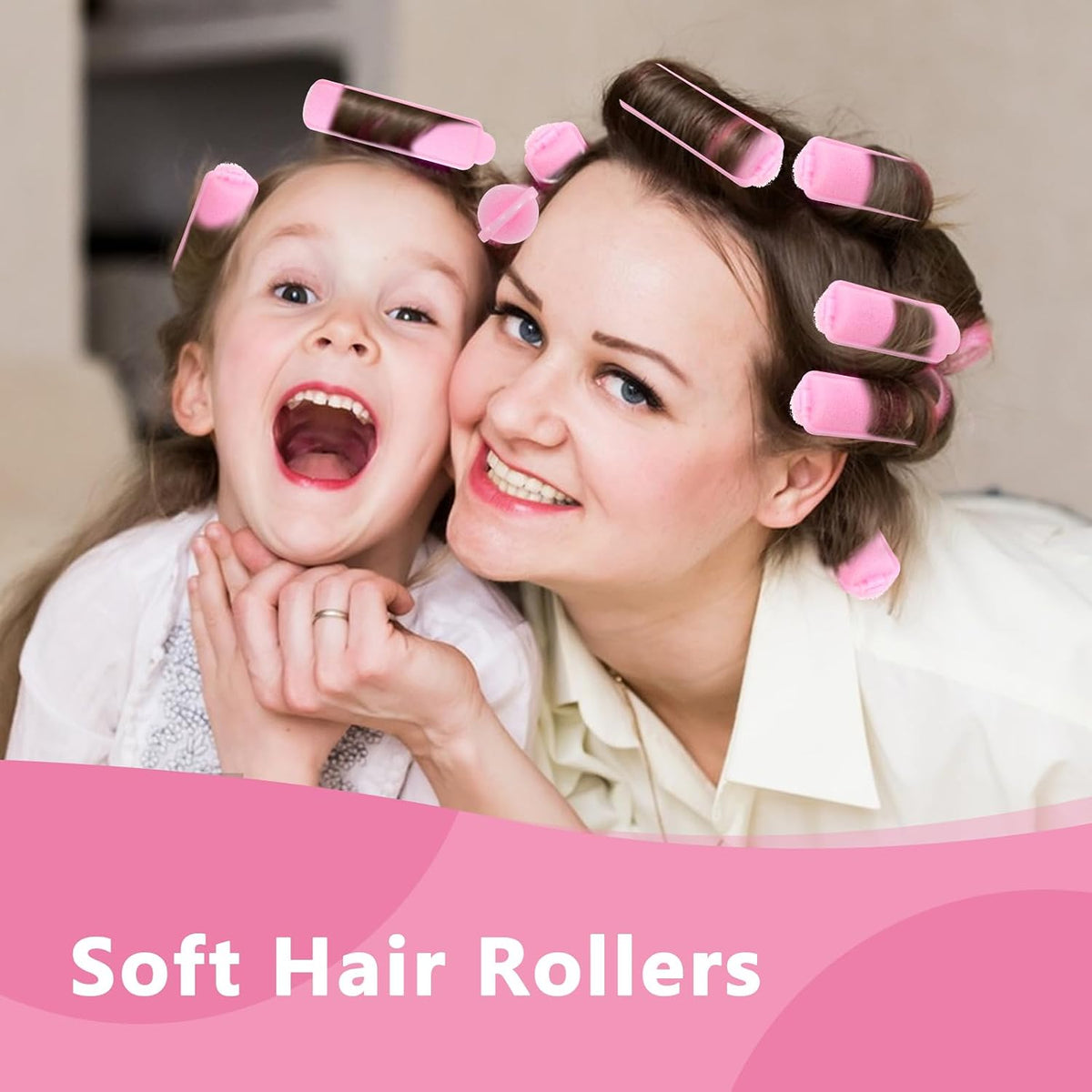 14pcs Foam Hair Rollers,2.67 In Hair Rollers to Sleep In,Heatless Curlers for Fine Thin Hair,Sponge Rollers for Hair,Soft Hair Rollers for Hair Styling,Long Short Hair Ladies Children (Pink)