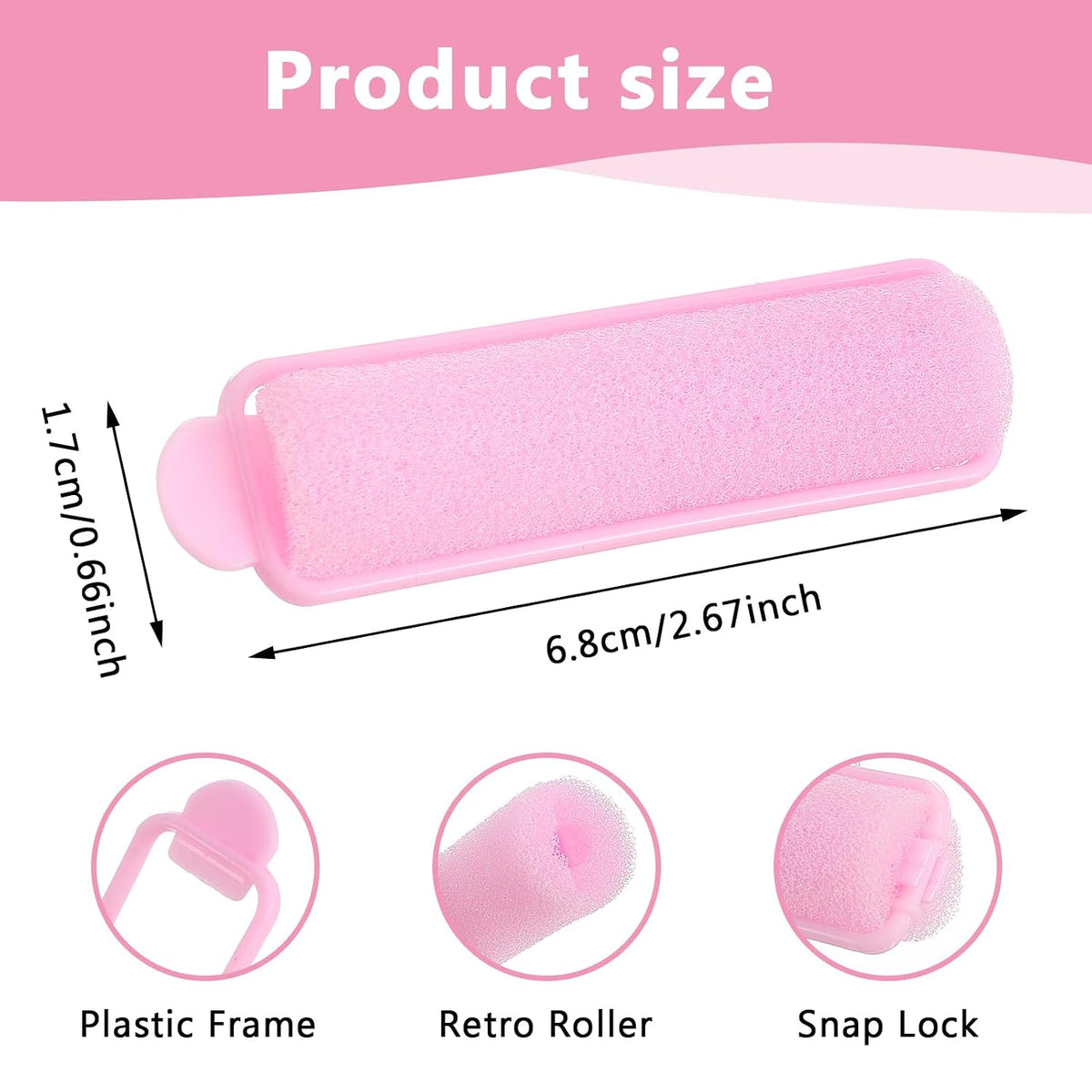 14pcs Foam Hair Rollers,2.67 In Hair Rollers to Sleep In,Heatless Curlers for Fine Thin Hair,Sponge Rollers for Hair,Soft Hair Rollers for Hair Styling,Long Short Hair Ladies Children (Pink)