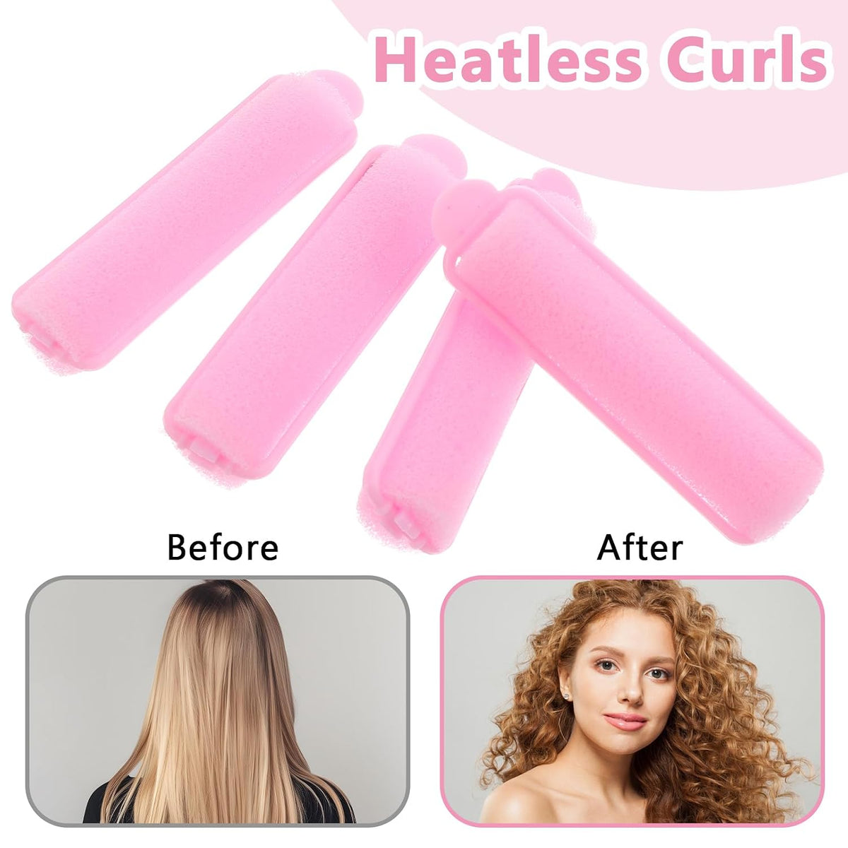 14pcs Foam Hair Rollers,2.67 In Hair Rollers to Sleep In,Heatless Curlers for Fine Thin Hair,Sponge Rollers for Hair,Soft Hair Rollers for Hair Styling,Long Short Hair Ladies Children (Pink)