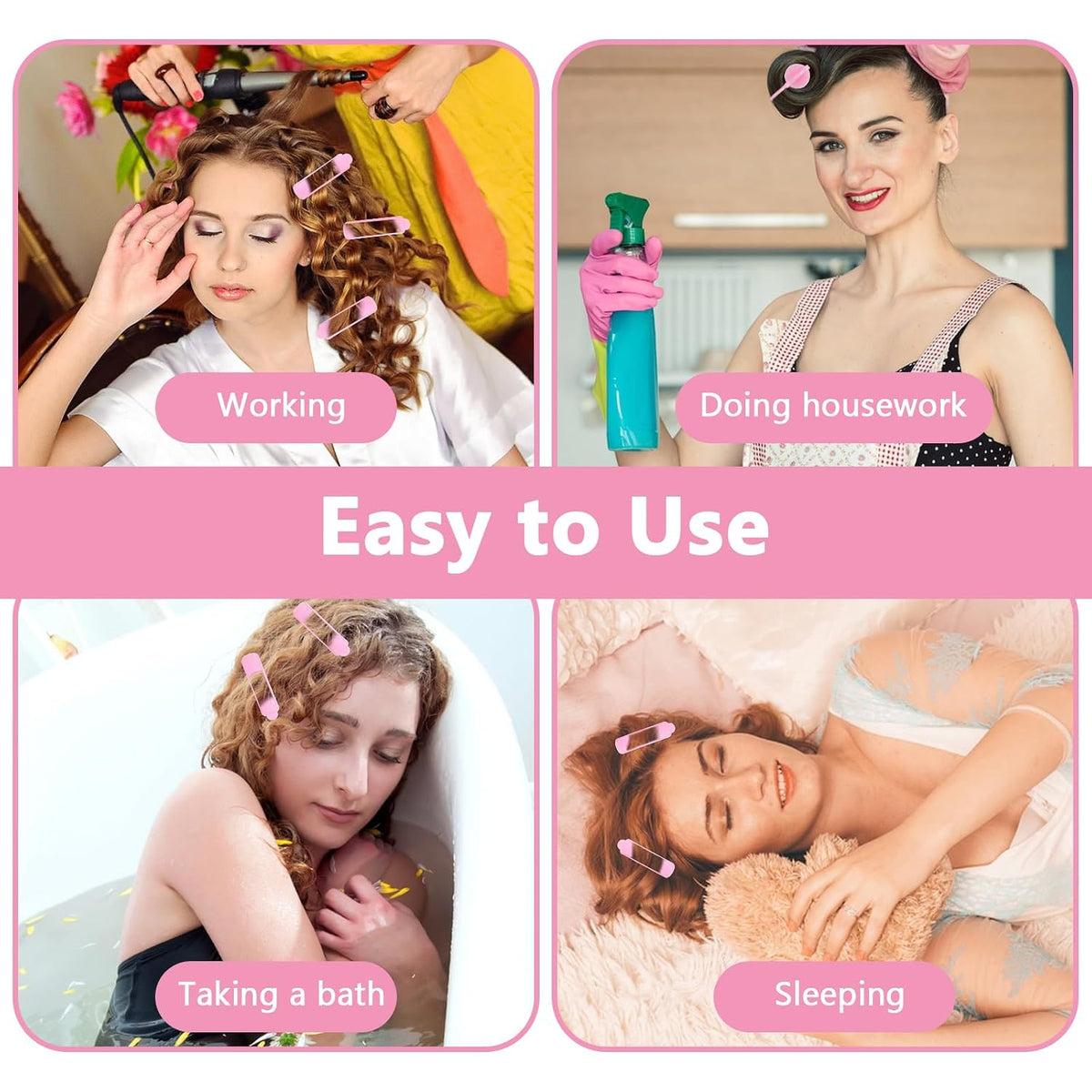 14pcs Foam Hair Rollers,2.67 In Hair Rollers to Sleep In,Heatless Curlers for Fine Thin Hair,Sponge Rollers for Hair,Soft Hair Rollers for Hair Styling,Long Short Hair Ladies Children (Pink)