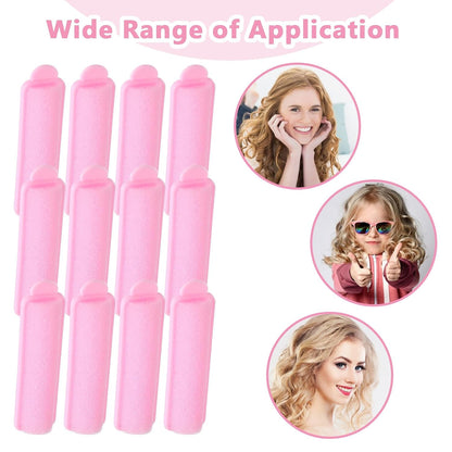 14pcs Foam Hair Rollers,2.67 In Hair Rollers to Sleep In,Heatless Curlers for Fine Thin Hair,Sponge Rollers for Hair,Soft Hair Rollers for Hair Styling,Long Short Hair Ladies Children (Pink)