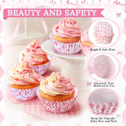 300Pcs Cupcake Liners for Party Supplies, Bow, Pink