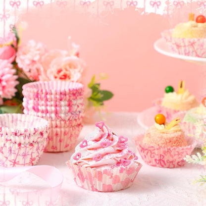 300Pcs Cupcake Liners for Party Supplies, Bow, Pink