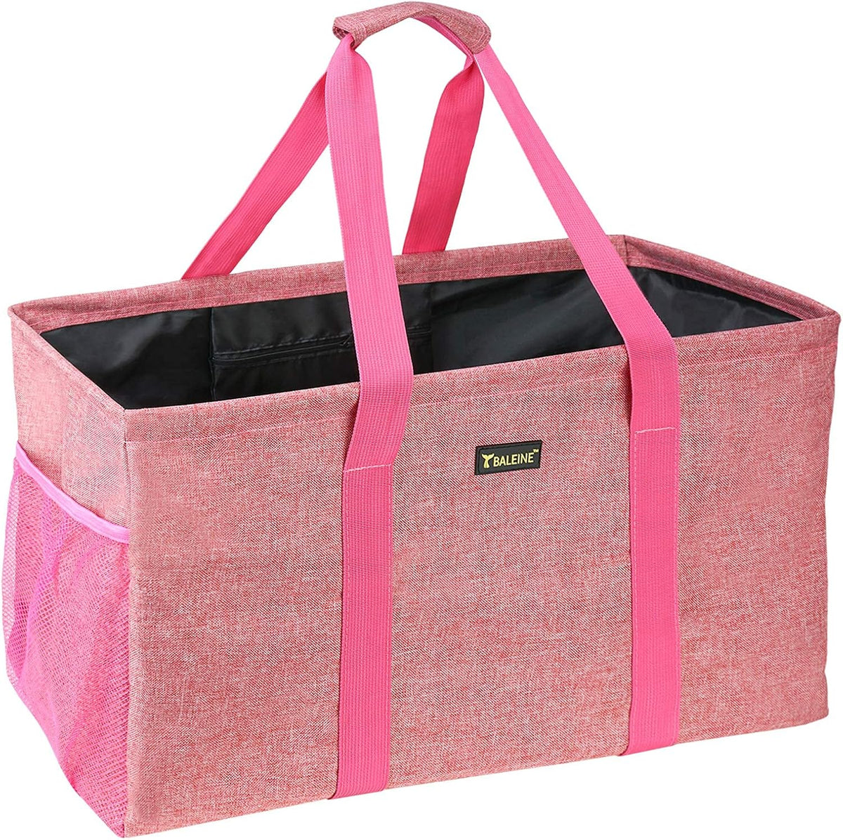 Extra Large Utility Tote Bag with Wire Frame for Storage (Pink, 22''x12''x10'')