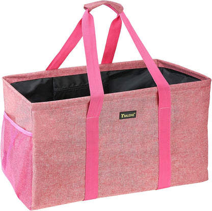 Extra Large Utility Tote Bag with Wire Frame for Storage (Pink, 22''x12''x10'')
