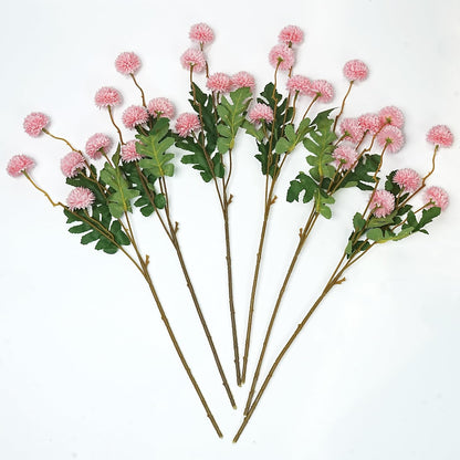6pcs Beige Faux Silk Mums Artificial Flowers, Mini Fake Flower