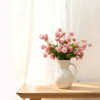6pcs Beige Faux Silk Mums Artificial Flowers, Mini Fake Flower