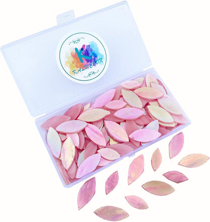 120 Pcs Iridescent Pink Petal Mosaic Tiles, Hand Cut Stained Glass Petals, Floral Mosaic Tiles, Tiffany Glass Flower Petals Supplies Kit for Mosaics and Crafts, Mixed Sizes