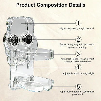 Magnetic Hamster Water Bottle Holder with 80ml Bottle & Feeding Bowl, Adjustable Height, Drop-Resistant, for Hamsters Gerbils Mice Small Pets (1.8×2.4×3.9 in)