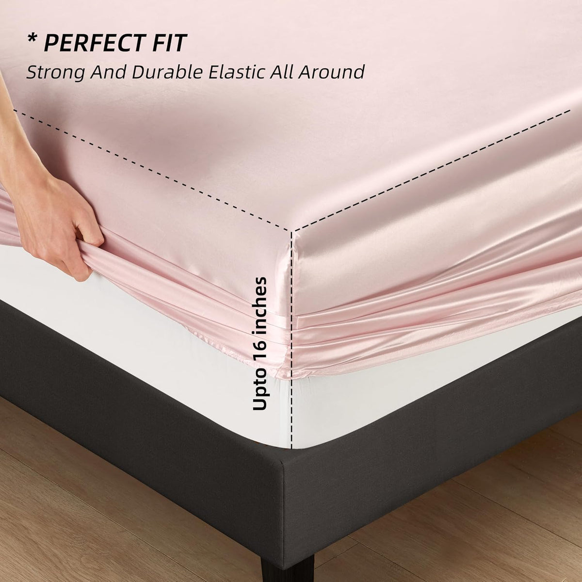 5Pcs Blush Pink Silk Sheets Queen, Blush Pink Satin Sheets Set Silky Comforter Bedding Sheets with 1 Satin Flat Sheet,1Deep Pocket Fitted Sheet,3 Pillowcases with Envelope Closure