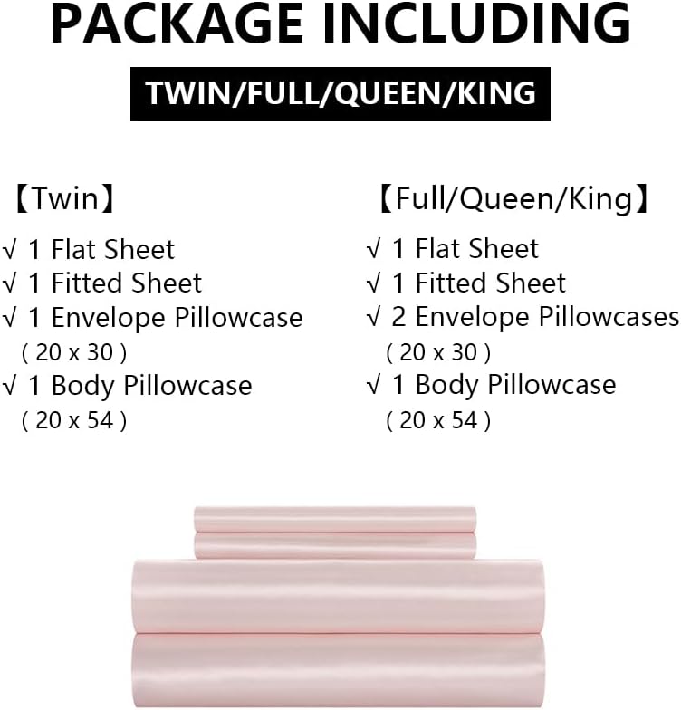5Pcs Blush Pink Silk Sheets Queen, Blush Pink Satin Sheets Set Silky Comforter Bedding Sheets with 1 Satin Flat Sheet,1Deep Pocket Fitted Sheet,3 Pillowcases with Envelope Closure