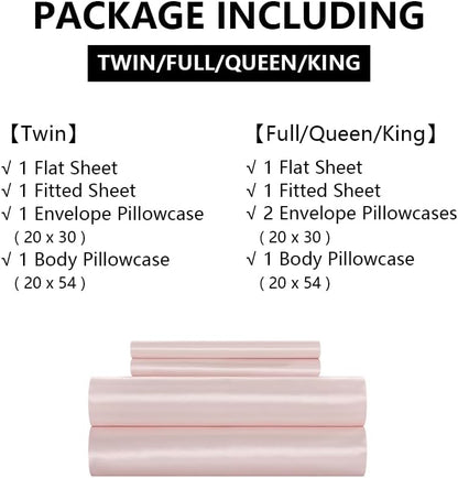 5Pcs Blush Pink Silk Sheets Queen, Blush Pink Satin Sheets Set Silky Comforter Bedding Sheets with 1 Satin Flat Sheet,1Deep Pocket Fitted Sheet,3 Pillowcases with Envelope Closure
