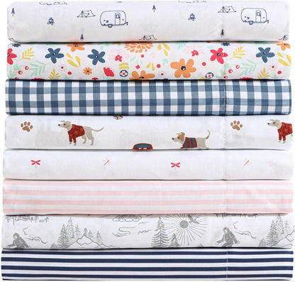 Kids - Queen Sheet Set, Ultra-Soft Microfiber Bedding with Fully Elastic Fitted Sheet, Kids Bed Set with Pillowcases, Easy Care Bedding (Little Stripe)