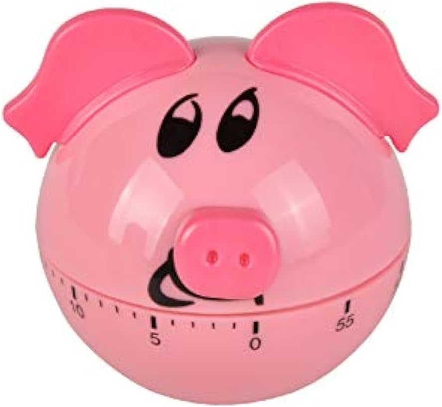 Jayron Pink Pig Kitchen Timer, 60-Minute Mechanical Countdown Timer