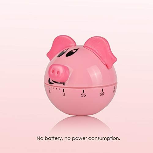 Jayron Pink Pig Kitchen Timer, 60-Minute Mechanical Countdown Timer