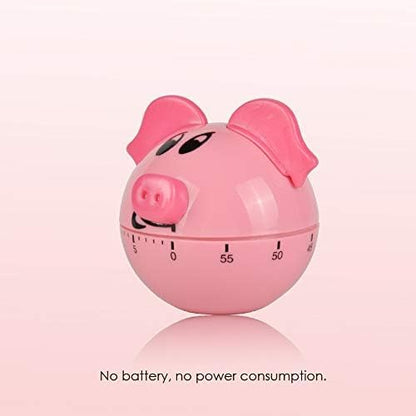 Jayron Pink Pig Kitchen Timer, 60-Minute Mechanical Countdown Timer