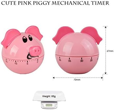 Jayron Pink Pig Kitchen Timer, 60-Minute Mechanical Countdown Timer