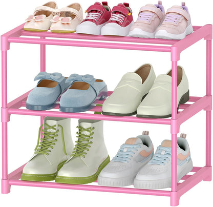 3-Tier Pink Shoe Racks for Women/Girls/Kids' Closet, for 5-7 Pairs