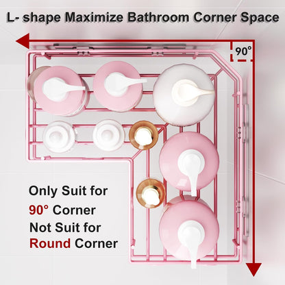 Corner Shower Caddy, 5 Pack Adhesive Stainless Steel Organizer, Pink