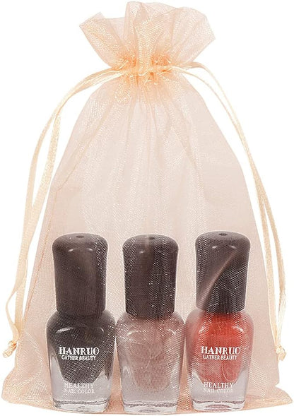 HRX Package 100pcs Blush Peach Organza Bags, 4 x 6 inch Mesh Jewelry Drawstring Bag Small Gift Pouches for Wedding Candy Party Favor