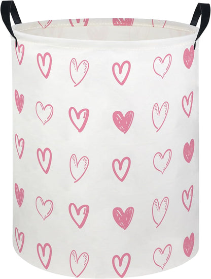 Baby Laundry Hamper kids laundry Basket Waterproof Laundry Bag for Bedroom Clothes Organizer Room Décor(Pink Heart)
