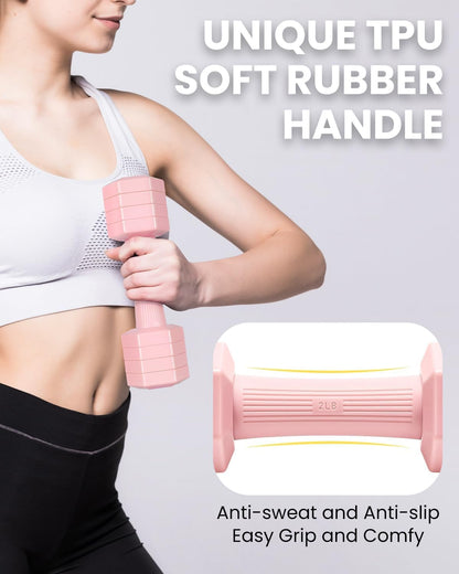 Adjustable Dumbbell Set, 4-in-1 Hand Weights, 5/6 LB Pair for Women Men