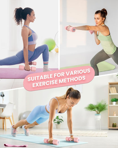 Adjustable Dumbbell Set, 4-in-1 Hand Weights, 5/6 LB Pair for Women Men