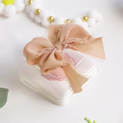 Peach Chiffon Ribbon 2 Inch Frayed Ribbon Fringe Chiffon Peach Ribbons for Crafts Silk Chiffon Ribbons for Gift Wrapping Wedding Invitation, Bridal Bouquet, Crafts Decor (3 Rolls 21 Yards)
