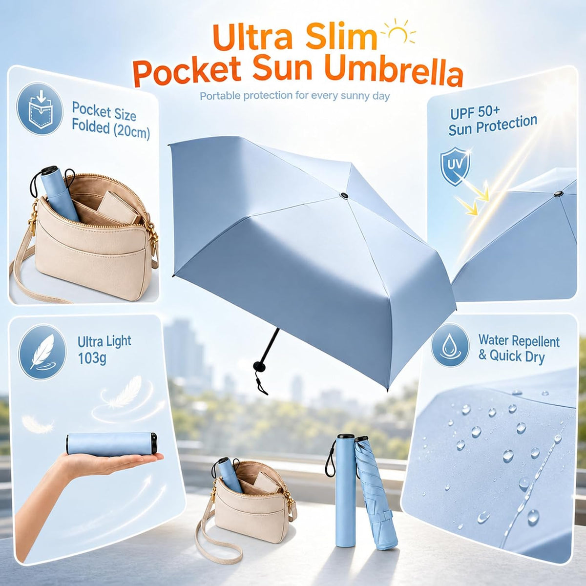 Pencil Umbrella from Japan - Japan Pencil Umbrella, Ultra-Lightweight Compact All-Weather Umbrellas