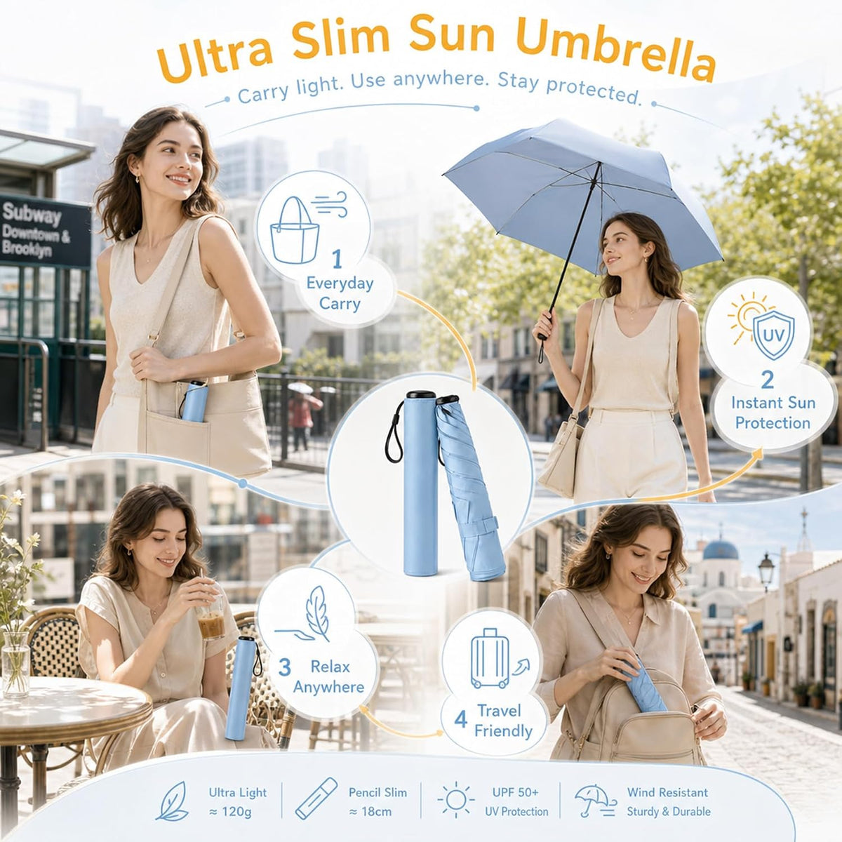 Pencil Umbrella from Japan - Japan Pencil Umbrella, Ultra-Lightweight Compact All-Weather Umbrellas