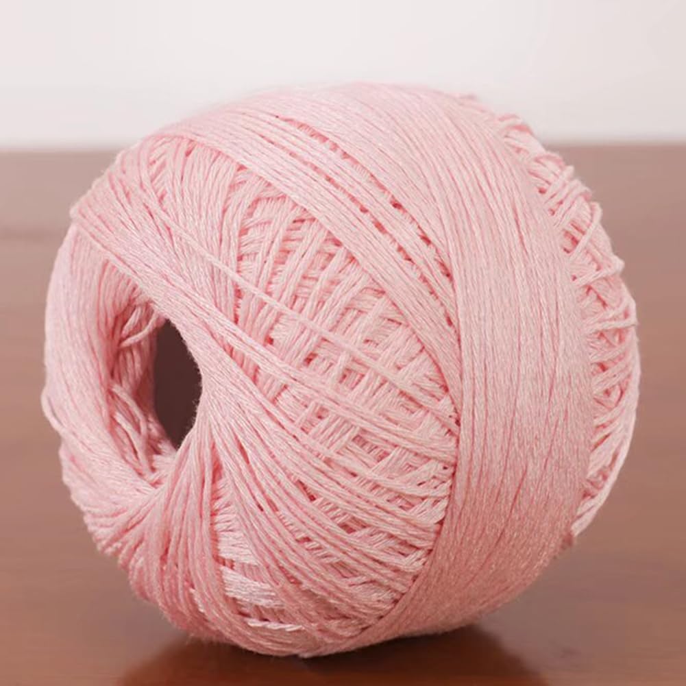 3 Rolls of Cotton Yarn - 50g/Roll, Cotton Linen Lace Thread for Knitting & Crocheting, Size 6 Knitting Thread Lace, Blending 60% Cotton and 40% Linen (#07 Light Peach)