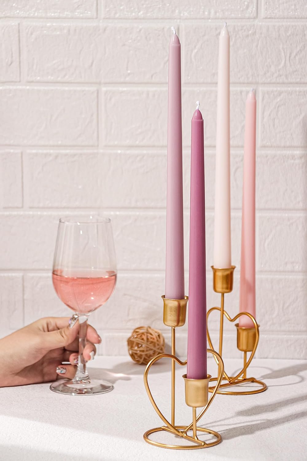 12 Inch Taper Candles Pink Set of 4 Unscented Smokeless Home Decor