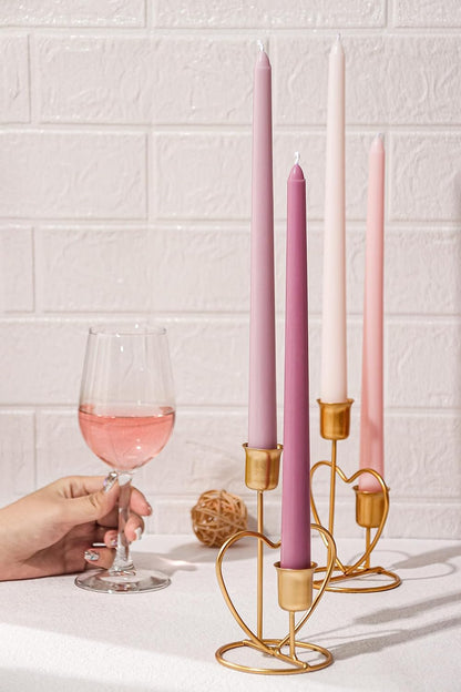 12 Inch Taper Candles Pink Set of 4 Unscented Smokeless Home Decor