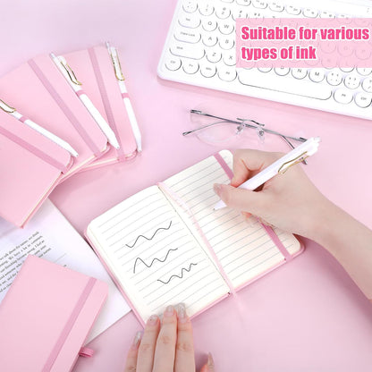 50 Sets Pocket Notebook Journal with Pens, 160 Pages, 3.5 x 5.5 Inch Mini Lined Journal Notebook A6 Leather Hardcover College Ruled Notepad with Pen Holder for School Office Gifts, Pink