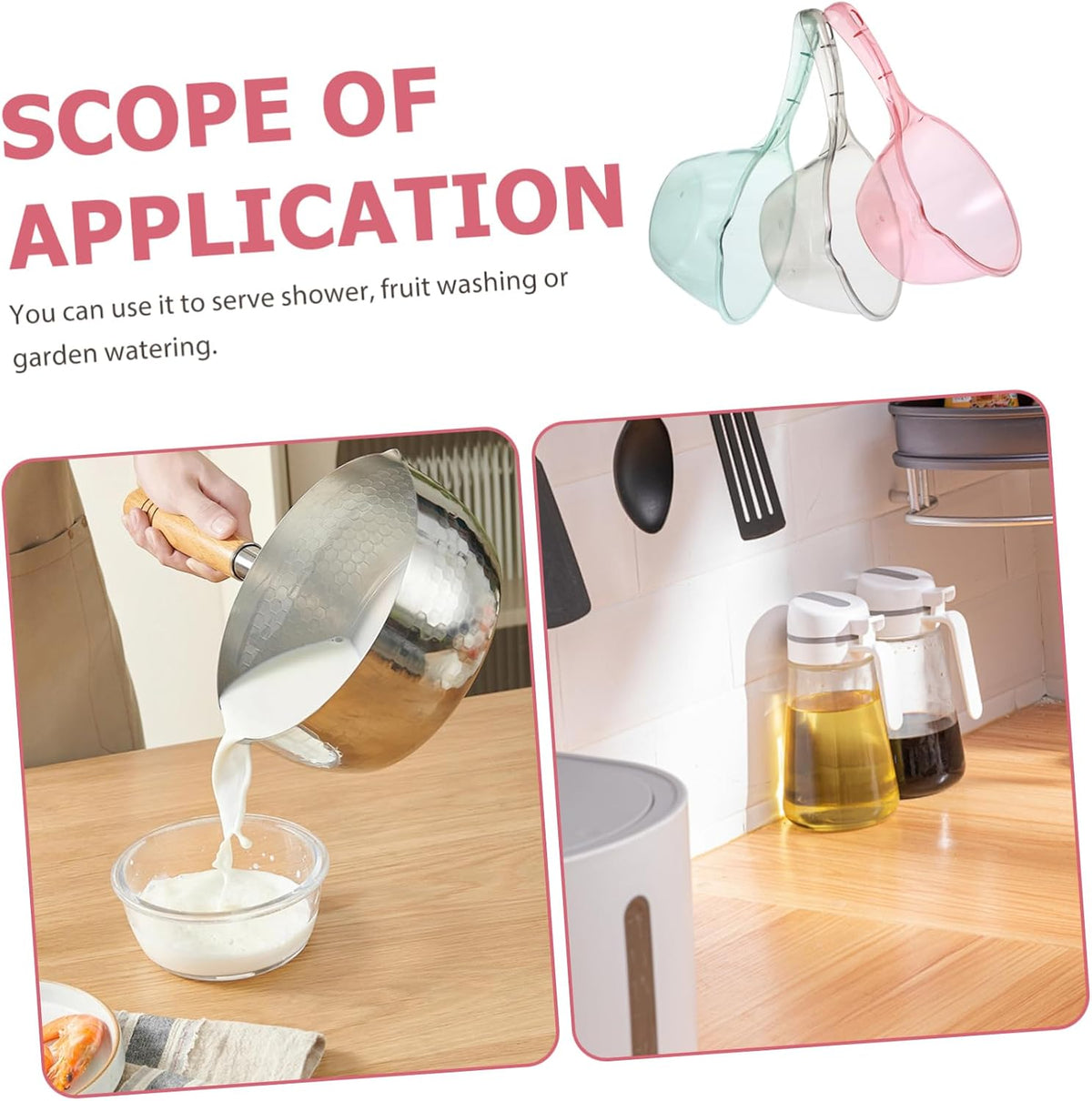 3pcs Pcdg Lightweight Easy-Clean Household Kitchen Water Ladle Set