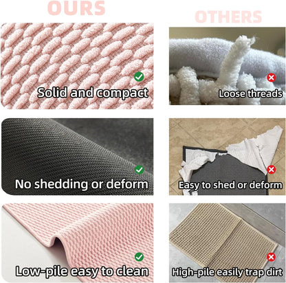 Toilet Rug, Thin Toilet Rugs U Shaped Washable Non Slip Absorbent Quick Dry Low Pile Toilet Mat, Pink 20"x24" U Shape