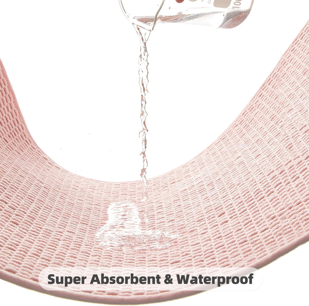 Toilet Rug, Thin Toilet Rugs U Shaped Washable Non Slip Absorbent Quick Dry Low Pile Toilet Mat, Pink 20"x24" U Shape