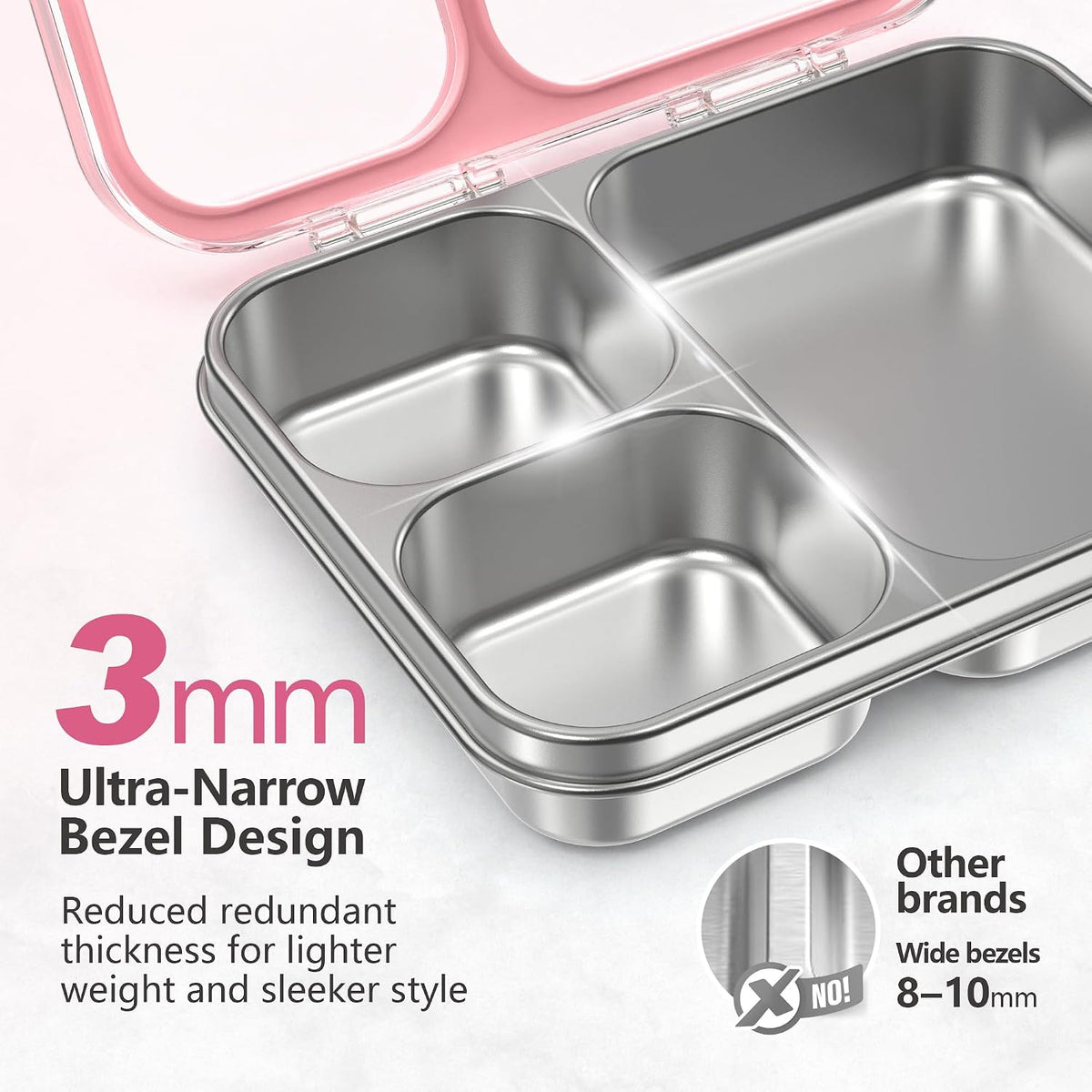 Stainless Steel Bento Lunch Box, 34oz/1000ml, Pink