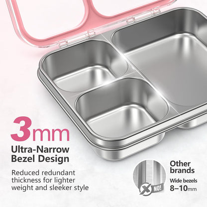 Stainless Steel Bento Lunch Box, 34oz/1000ml, Pink