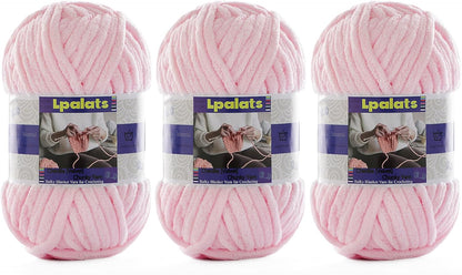 #6 Super Bulky Blanket Pink Yarn - Chunky Chenille Yarn for Crocheting