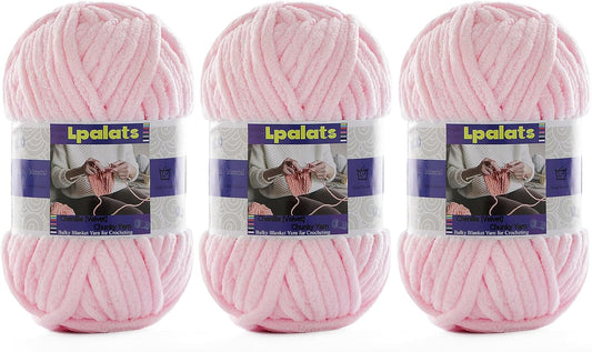 #6 Super Bulky Blanket Pink Yarn - Chunky Chenille Yarn for Crocheting
