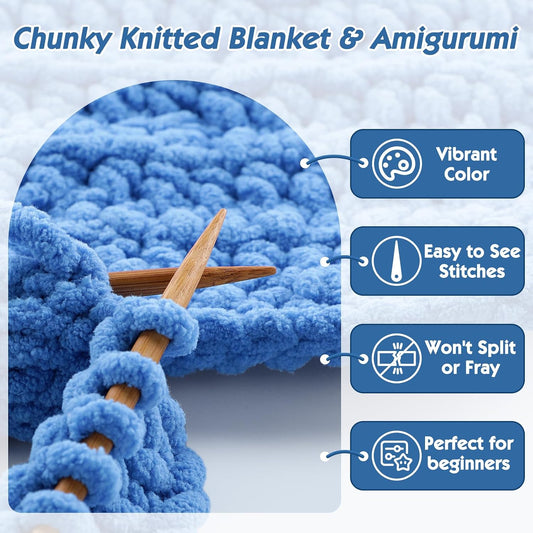 #6 Super Bulky Blanket Pink Yarn - Chunky Chenille Yarn for Crocheting