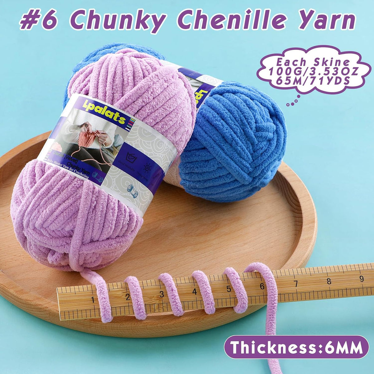 #6 Super Bulky Blanket Pink Yarn - Chunky Chenille Yarn for Crocheting