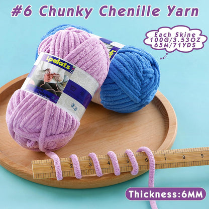 #6 Super Bulky Blanket Pink Yarn - Chunky Chenille Yarn for Crocheting